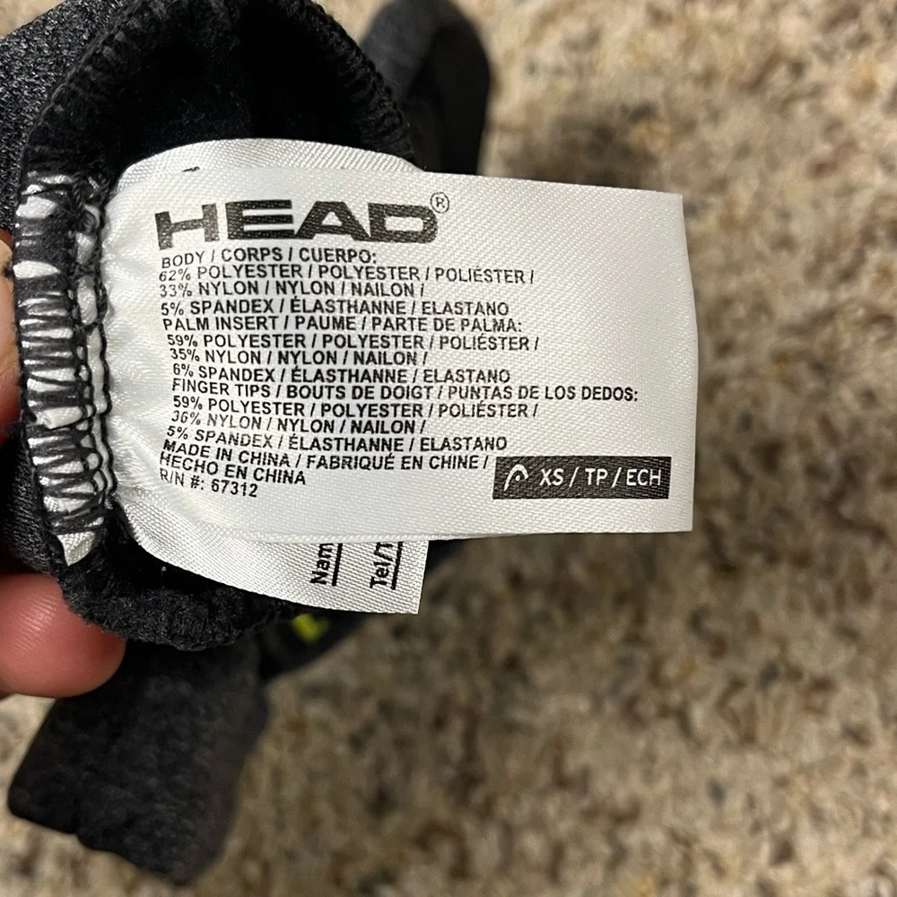 Head Charcoal Mittens with Vibrant Yellow Emblem